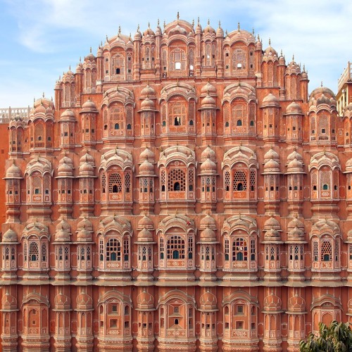 Palacio de Rajasthan con el Taj Mahal